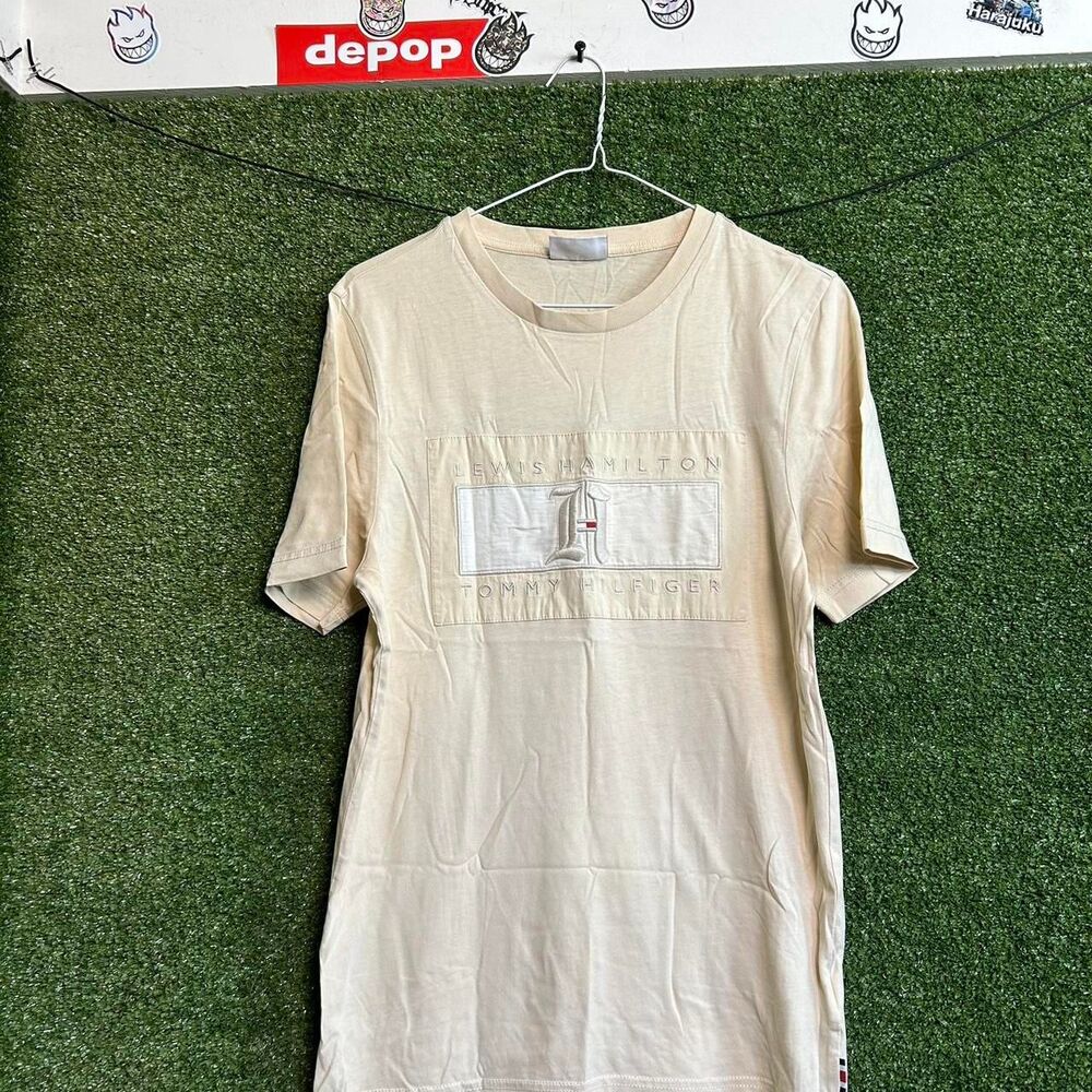 Tommy-hilfiger Men's Cream and Tan T-shirt